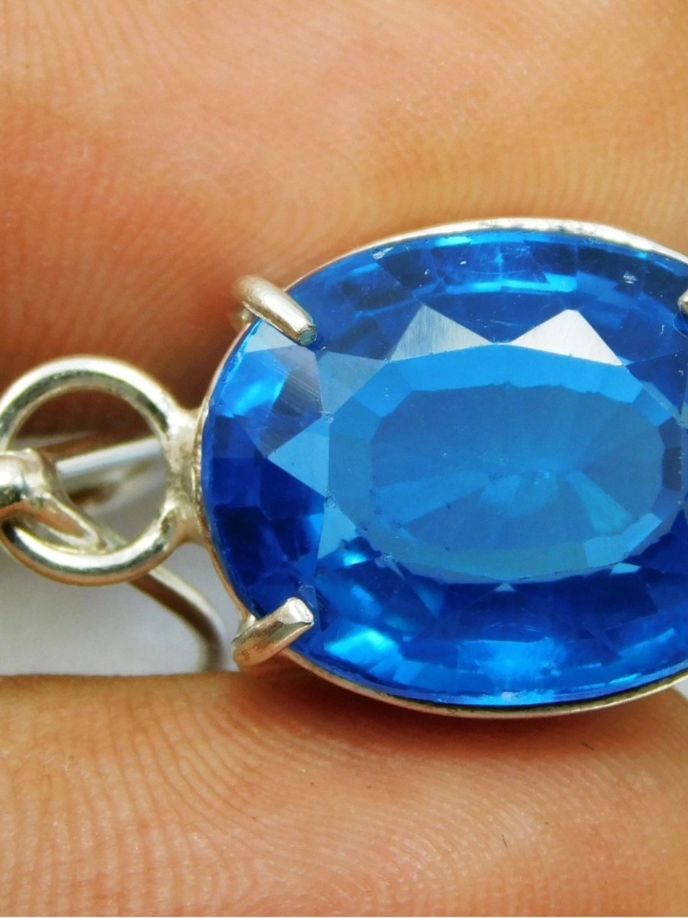 Natural Certified 23.35 Ct Blue Topaz 925 Sterling Silver Oval Cut necklace - Picture 7 of 8